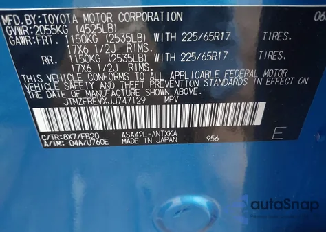2018 Toyota Rav4 Le from USA, damaged, VIN JTMZFREVXJJ747129